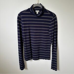 Hinge gold and navy striped mock neck